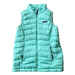 Patagonia Youth Girls Down Vest Aqua Teal Lightweight Puffer Size XL 14